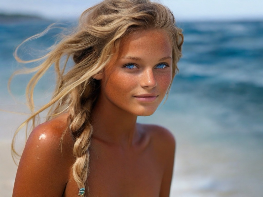 Pretty blonde at seaside